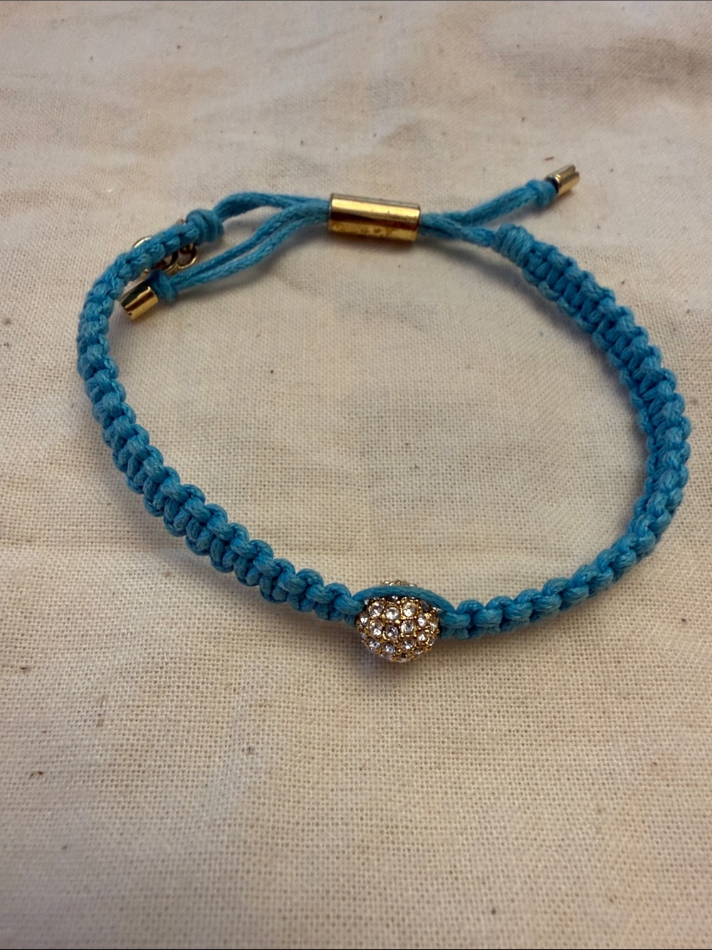 Turquoise Macramé Bracelet with Gold Pave Bead